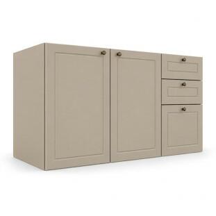 Módulo Balcão 120x68x56cm 3 Gavetas 2 Portas 100% MDF Cozinha Provence Robel Fendi/Fendi Matte