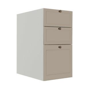 Módulo Balcao 35cm 3 Gavetas 100% MDF Cozinha Modulada Provence Robel Branco/Fendi Matte