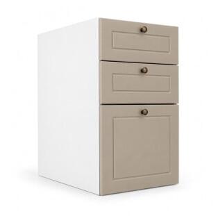 Módulo Balcao 35x68x56cm 3 Gavetas 100% MDF Cozinha Provence Robel Branco/Fendi Matte