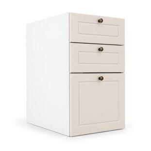 Módulo Balcao 35x68x56cm 3 Gavetas 100% MDF Cozinha Provence Robel Branco/Off White Matte