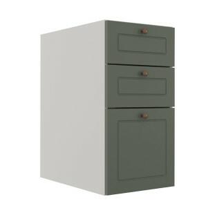 Módulo Balcao 35cm 3 Gavetas 100% MDF Cozinha Modulada Provence Robel Branco/Salvia Matte