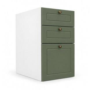 Módulo Balcao 35x68x56cm 3 Gavetas 100% MDF Cozinha Provence Robel Branco/Salvia Matte