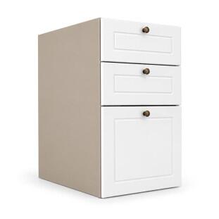 Módulo Balcao 35x68x56cm 3 Gavetas 100% MDF Cozinha Provence Robel Fendi/Branco Matte