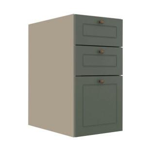 Módulo Balcao 35cm 3 Gavetas 100% MDF Cozinha Modulada Provence Robel Fendi/Salvia Matte