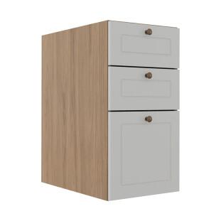 Módulo Balcao 35cm 3 Gavetas 100% MDF Cozinha Modulada Provence Robel Hanover/Branco Matte