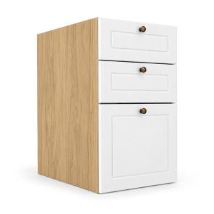Módulo Balcao 35x68x56cm 3 Gavetas 100% MDF Cozinha Provence Robel Hanover/Branco Matte