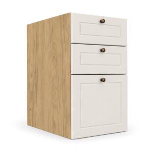 Módulo Balcao 35x68x56cm 3 Gavetas 100% MDF Cozinha Provence Robel Hanover/Off White Matte