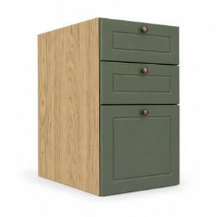 Módulo Balcao 35x68x56cm 3 Gavetas 100% MDF Cozinha Provence Robel Hanover/Salvia Matte