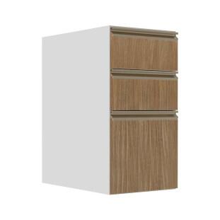 Módulo Balcão 35cm 3 Gavetas 100% MDF Cozinha Modulada Gold J Robel Branco/Amendoeira BP