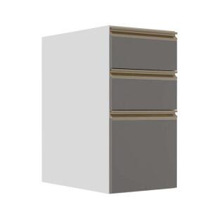 Módulo Balcão 35cm 3 Gavetas 100% MDF Cozinha Modulada Gold J Robel Branco/Cinza Matte