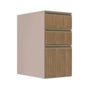 Módulo Balcão 35cm 3 Gavetas 100% MDF Cozinha Modulada Gold J Robel Fendi/Amendoeira BP