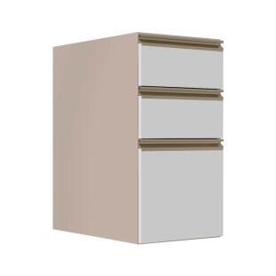 Módulo Balcão 35cm 3 Gavetas 100% MDF Cozinha Modulada Gold J Robel Fendi/Branco Matte