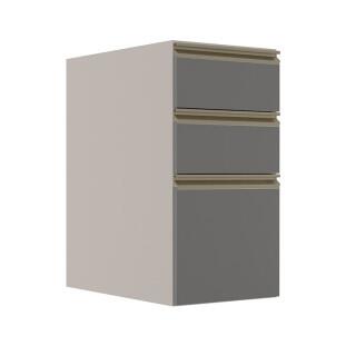 Módulo Balcão 35cm 3 Gavetas 100% MDF Cozinha Modulada Gold Robel Fendi/Cinza