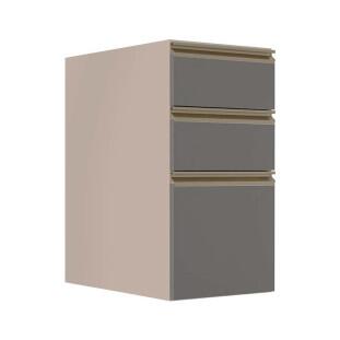 Módulo Balcão 35cm 3 Gavetas 100% MDF Cozinha Modulada Gold J Robel Fendi/Cinza Matte