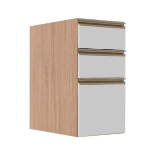 Módulo Balcão 35cm 3 Gavetas 100% MDF Cozinha Modulada Gold J Robel Hanover/Branco Matte
