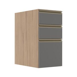 Módulo Balcão 35cm 3 Gavetas 100% MDF Cozinha Modulada Gold Robel Hanover/Cinza