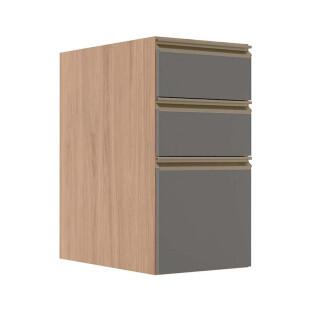 Módulo Balcão 35cm 3 Gavetas 100% MDF Cozinha Modulada Gold J Robel Hanover/Cinza Matte