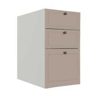 Módulo Balcao 40cm 3 Gavetas 100% MDF Cozinha Modulada Provence Robel Branco/Fendi Matte