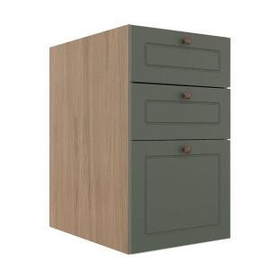 Módulo Balcao 40cm 3 Gavetas 100% MDF Cozinha Modulada Provence Robel Hanover/Salvia Matte