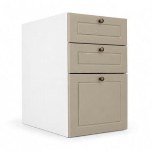 Módulo Balcao 40x68x56cm 3 Gavetas 100% MDF Cozinha Provence Robel Branco/Fendi Matte