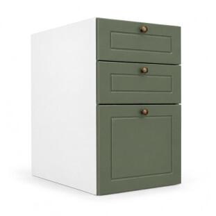 Módulo Balcao 40x68x56cm 3 Gavetas 100% MDF Cozinha Provence Robel Branco/Salvia Matte