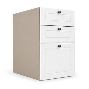 Módulo Balcao 40x68x56cm 3 Gavetas 100% MDF Cozinha Provence Robel Fendi/Branco Matte