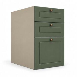 Módulo Balcao 40x68x56cm 3 Gavetas 100% MDF Cozinha Provence Robel Fendi/Salvia Matte