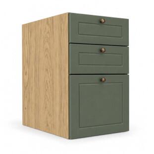 Módulo Balcao 40x68x56cm 3 Gavetas 100% MDF Cozinha Provence Robel Hanover/Salvia Matte