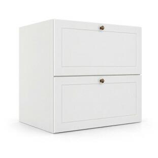 Módulo Balcão 60x68x56cm 2 Gavetas + 1 Gaveta Oculta 100% MDF Cozinha Provence Robel Branco/Branco Matte