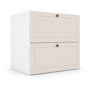 Módulo Balcão 60x68x56cm 2 Gavetas + 1 Gaveta Oculta 100% MDF Cozinha Provence Robel Branco/Off White Matte