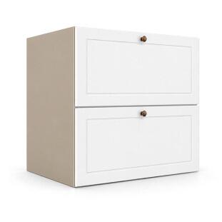 Módulo Balcão 60x68x56cm 2 Gavetas + 1 Gaveta Oculta 100% MDF Cozinha Provence Robel Fendi/Branco Matte