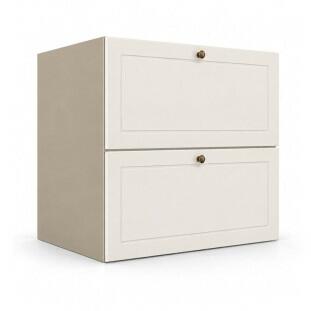 Módulo Balcão 60x68x56cm 2 Gavetas + 1 Gaveta Oculta 100% MDF Cozinha Provence Robel Fendi/Off White Matte