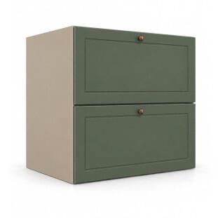 Módulo Balcão 60x68x56cm 2 Gavetas + 1 Gaveta Oculta 100% MDF Cozinha Provence Robel Fendi/Salvia Matte
