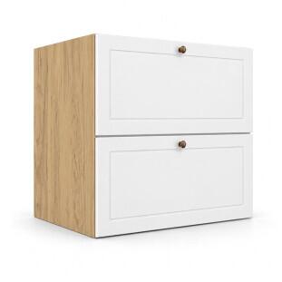 Módulo Balcão 60x68x56cm 2 Gavetas + 1 Gaveta Oculta 100% MDF Cozinha Provence Robel Hanover/Branco Matte