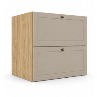 Módulo Balcão 60x68x56cm 2 Gavetas + 1 Gaveta Oculta 100% MDF Cozinha Provence Robel Hanover/Fendi Matte
