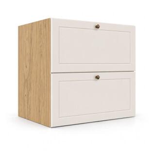 Módulo Balcão 60x68x56cm 2 Gavetas + 1 Gaveta Oculta 100% MDF Cozinha Provence Robel Hanover/Off White Matte