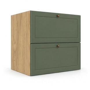 Módulo Balcão 60x68x56cm 2 Gavetas + 1 Gaveta Oculta 100% MDF Cozinha Provence Robel Hanover/Salvia Matte