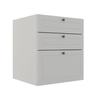 Módulo Balcao 60cm 3 Gavetas 100% MDF Cozinha Modulada Provence Robel Branco/Branco Matte