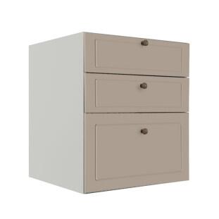 Módulo Balcao 60cm 3 Gavetas 100% MDF Cozinha Modulada Provence Robel Branco/Fendi Matte