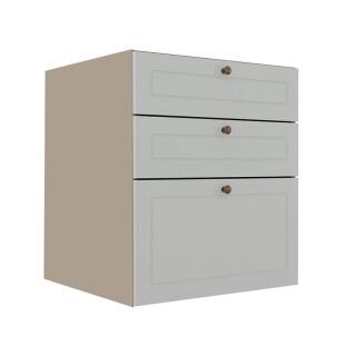 Módulo Balcao 60cm 3 Gavetas 100% MDF Cozinha Modulada Provence Robel Fendi/Branco Matte