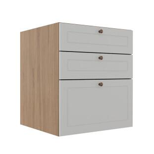 Módulo Balcao 60cm 3 Gavetas 100% MDF Cozinha Modulada Provence Robel Hanover/Branco Matte