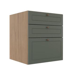 Módulo Balcao 60cm 3 Gavetas 100% MDF Cozinha Modulada Provence Robel Hanover/Salvia Matte