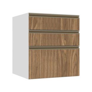 Módulo Balcão 60cm 3 Gavetas 100% MDF Cozinha Modulada Gold J Robel Branco/Amendoeira BP Módulo Balcão 60cm 3 Gavetas 100% MDF Cozinha Modulada Gold J Robel Branco/Amendoeira BP