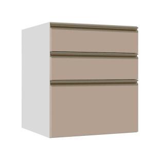 Módulo Balcão 60cm 3 Gavetas 100% MDF Cozinha Modulada Gold J Robel Branco/Fendi Matte Módulo Balcão 60cm 3 Gavetas 100% MDF Cozinha Modulada Gold J Robel Branco/Fendi Matte