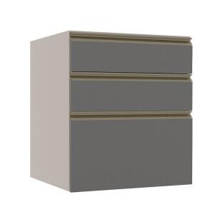 Módulo Balcão 60cm 3 Gavetas 100% MDF Cozinha Modulada Gold Robel Fendi/Cinza