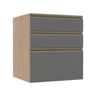 Módulo Balcão 60cm 3 Gavetas 100% MDF Cozinha Modulada Gold Robel Hanover/Cinza