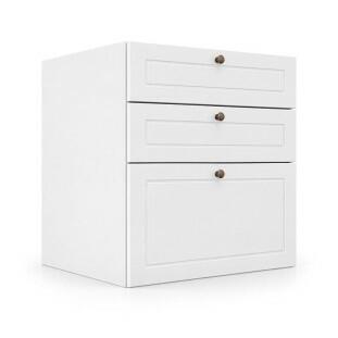 Módulo Balcão 60x68x56cm 3 Gavetas 100% MDF Cozinha Provence Robel Branco/Branco Matte