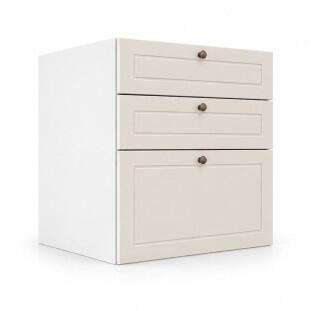 Módulo Balcão 60x68x56cm 3 Gavetas 100% MDF Cozinha Provence Robel Branco/Off White Matte