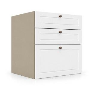 Módulo Balcão 60x68x56cm 3 Gavetas 100% MDF Cozinha Provence Robel Fendi/Branco Matte