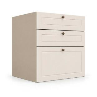 Módulo Balcão 60x68x56cm 3 Gavetas 100% MDF Cozinha Provence Robel Fendi/Off White Matte